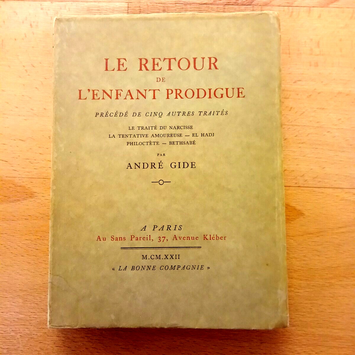 "Le retour de l'enfant prodige" - André Gide / Au sans pareil / 1922