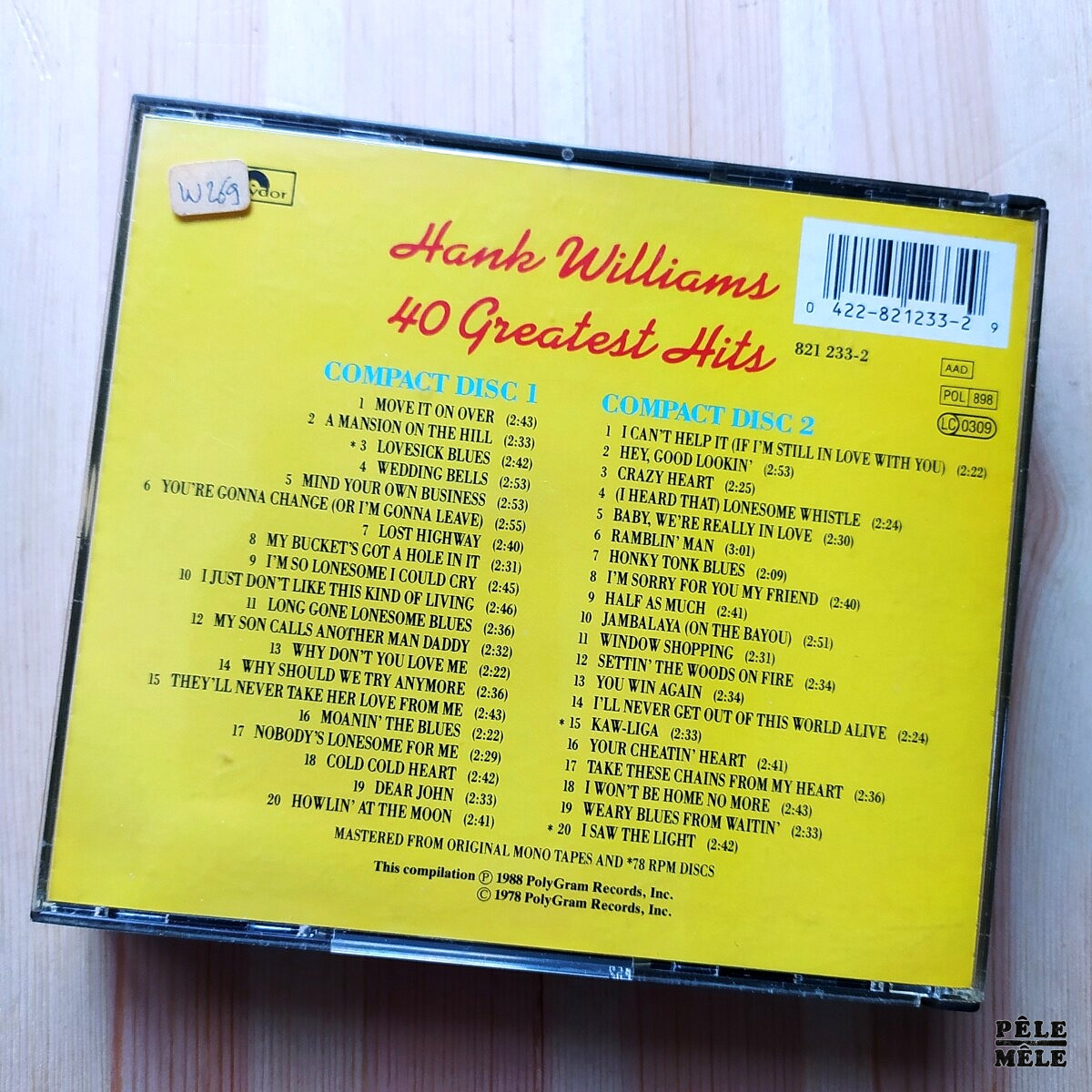 Hank Williams 40 Greatest Hits Polydor 1978 2 Cds Pêle Mêle Online